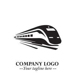Train Moving Fast Logo Symbol in Black on the White Background with Modern Transport Design