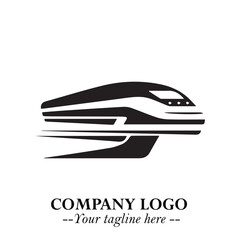 Train Moving Fast Logo Symbol in Black on the White Background with Modern Transport Design