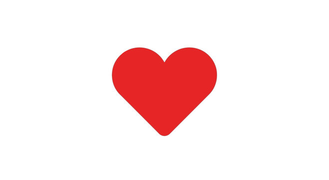 A vibrant red heart symbol centered on a clean white background, representing love and affection.