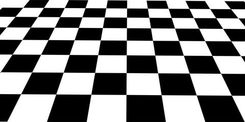 Obraz premium Floor in perspective with checkerboard texture. Empty chess board. Vector illustration.