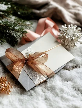 Christmas postcard mockup styled with sparkling festive elements