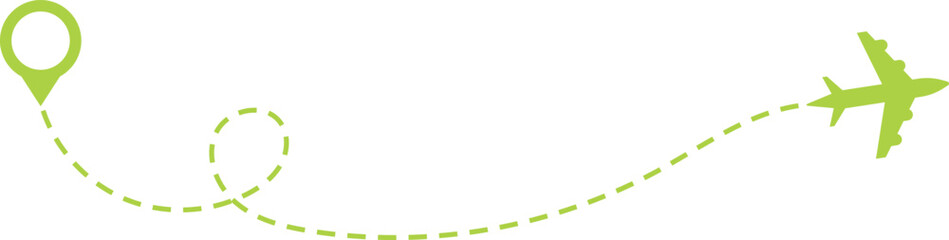 Airplane Route and Flight Path Icon Set. Travel Logistics and Destination Tracking Symbols. Journey Planning symbol. airplane flight route dotted line