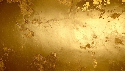 Obraz premium Golden wall texture with peeling paint and cracks Abstract weathered surface.