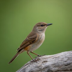 Fototapeta premium Delicate Rufous Scrub Robin perched atop a weathered textured branch