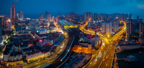 Urban Environment of Qingdao Railway Station and Jiaoning Elevated Road, China