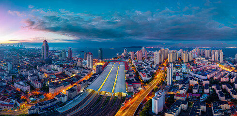 Urban Environment of Qingdao Railway Station and Jiaoning Elevated Road, China