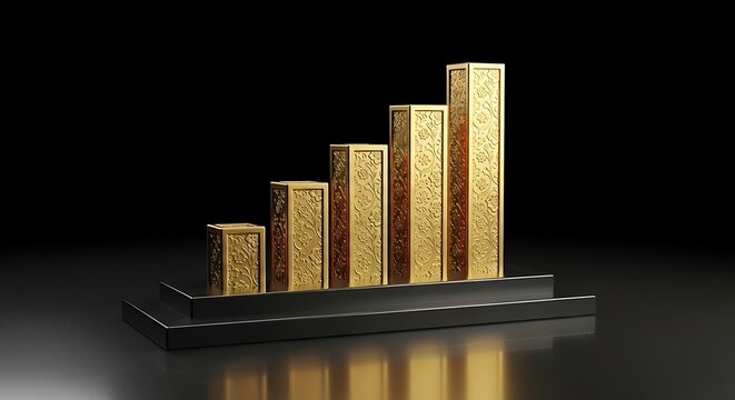 Golden egyptian hieroglyph pillars rising on a dark road - Powered by Adobe