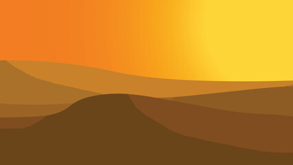 Illustration of the desert land of western Texas Mexico sunset view