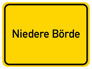 Illustration of a city entrance sign for the city of Niedere Börde