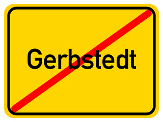 Illustration of a city exit sign for the city of Gerbstedt