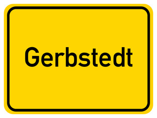 Illustration of a city entrance sign for the city of Gerbstedt