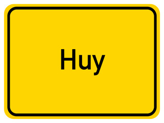 Illustration of a city entrance sign for the city of Huy