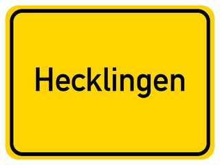 Illustration of a city entrance sign for the city of Hecklingen
