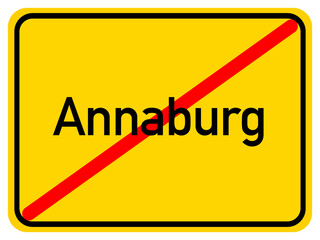 Illustration of a city exit sign for the city of Annaburg