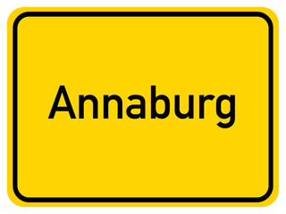 Illustration of a city entrance sign for the city of Annaburg