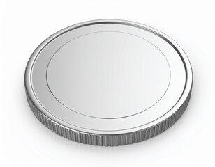 Blank Silver Coin 3D Mockup, Angled View
