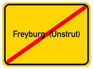 Illustration of a city exit sign for the city of Freyburg (Unstrut)