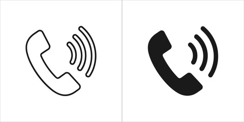 Phone receiver with sound waves, call icon concept
