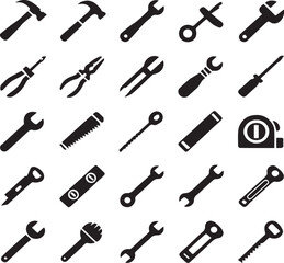 Naklejka premium Engineering and Workshop Vector Icons | Mechanical Tools, Oiling Equipment, Machine Repair, and Industrial Maintenance Symbols Set 