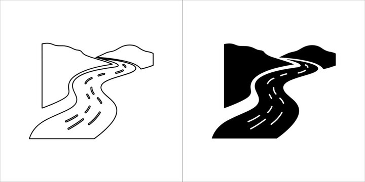 Illustration of a winding road with mountains