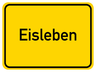 Illustration of a city entrance sign for the city of Eisleben
