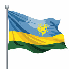 Rwanda flag waving illustration against white background