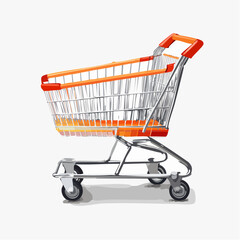 Shopping cart illustration isolated on white background for commerce