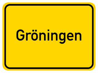 Illustration of a city entrance sign for the city of Gröningen