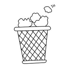 Full Waste Basket Overflowing with Crumpled Paper