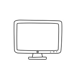 Simple Monitor or Display Screen Line Art