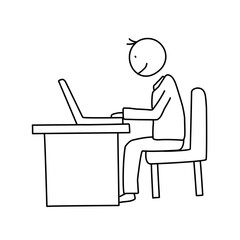 Person Working on a Laptop at a Desk in a Side View