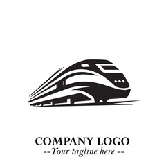 Train Moving Fast Logo Symbol in Black on the White Background with Modern Transport Design