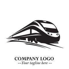 Train Moving Fast Logo Symbol in Black on the White Background with Modern Transport Design