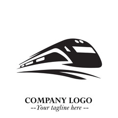 Train Moving Fast Logo Symbol in Black on the White Background with Modern Transport Design