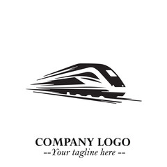 Train Moving Fast Logo Symbol in Black on the White Background with Modern Transport Design