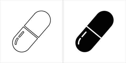 Capsule icon, vector illustration of medicine