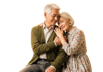 senior couple talking on the phone