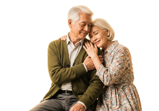 senior couple talking on the phone