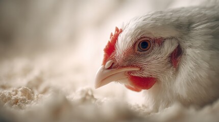 Naklejka premium White Chicken Head Close-Up