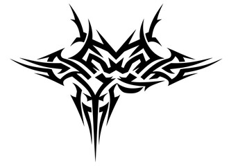 Bold black tribal tattoo design on a white background