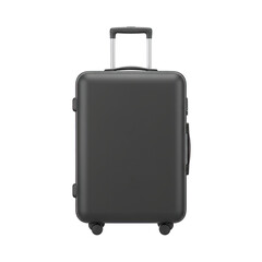 Sleek Modern Charcoal Gray Rolling Suitcase With Telescopic Handle And Four Spinner Wheels Isolated On A Transparent Background Ideal For Travel And Business Trips