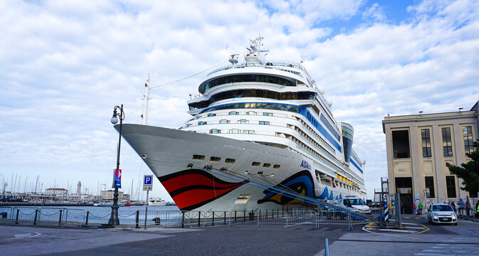 Trieste, Italy -September 26, 2025: Cruise ship AIDA blue at cruise port at Trieste, Italy