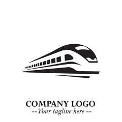 Train Moving Fast Logo Symbol in Black on the White Background with Modern Transport Design