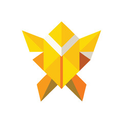 Geometric golden star emblem with layered design and bright highlights