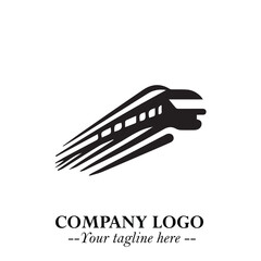 Train Moving Fast Logo Symbol in Black on the White Background with Modern Transport Design