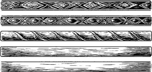 Fototapeta na wymiar Vintage geometric borders with repeating diamond patterns for decorative design