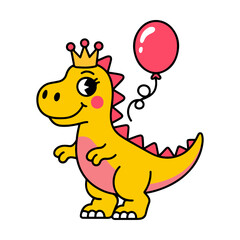 cartoon dinosaur red hat vector