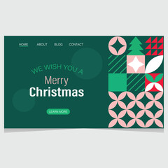 Merry Christmas Landing Page Template Vector Design.
