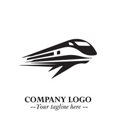Train Moving Fast Logo Symbol in Black on the White Background with Modern Transport Design
