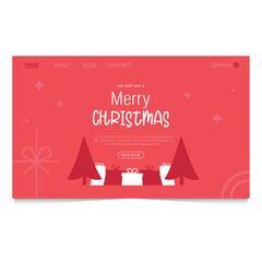 Merry Christmas Landing Page Template Vector Design.
